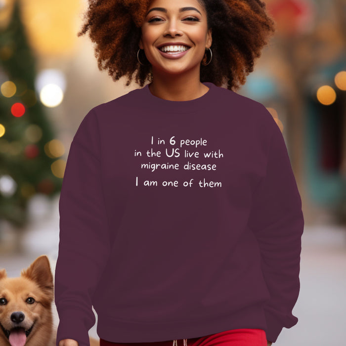 1 in 6 people in the US live with migraine disease, I am one of them  - Unisex Crewneck Sweatshirt