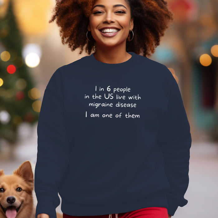 1 in 6 people in the US live with migraine disease, I am one of them  - Unisex Crewneck Sweatshirt